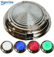 Load image into Gallery viewer, Four Color 7" Stainless RGBW LED Marine Boat Dome Light | White - Blue - Red - Green | (Switch Type Options)