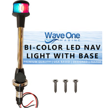 Load image into Gallery viewer, Bi-Color Removable LED Navigation Bow Light With Stainless Plug In Base | 12"