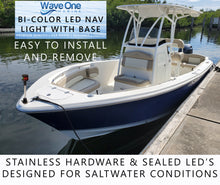 Load image into Gallery viewer, Bi-Color Removable LED Navigation Bow Light With Stainless Plug In Base | 12"