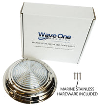 Load image into Gallery viewer, Four Color 7" Stainless RGBW LED Marine Boat Dome Light | White - Blue - Red - Green | (Switch Type Options)