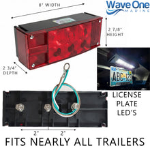 Load image into Gallery viewer, LED Boat Trailer Light Set, Waterproof Submersible Bright, Low Profile Rectangular, Tinned Wire, 2 PCS