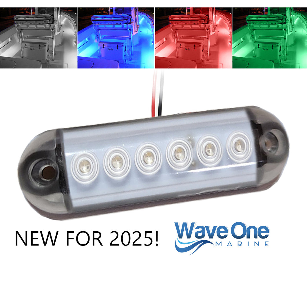 RGBW Round Edge Surface Mount LED Internal Driver Courtesy Four Color Light | IP67 Waterproof (Length Options)