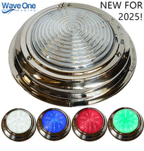 Load image into Gallery viewer, Four Color 7&quot; Stainless RGBW LED Marine Boat Dome Light | White - Blue - Red - Green | (Switch Type Options)
