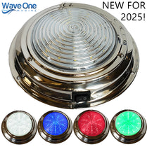 Load image into Gallery viewer, Four Color 7&quot; Stainless RGBW LED Marine Boat Dome Light | White - Blue - Red - Green | (Switch Type Options)
