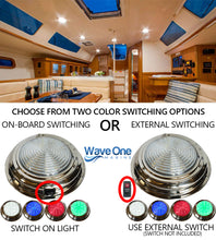 Load image into Gallery viewer, Four Color 7&quot; Stainless RGBW LED Marine Boat Dome Light | White - Blue - Red - Green | (Switch Type Options)
