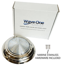 Load image into Gallery viewer, Four Color 7&quot; Stainless RGBW LED Marine Boat Dome Light | White - Blue - Red - Green | (Switch Type Options)
