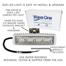 Load image into Gallery viewer, High Lumen | LED Marine Spreader Light  | IP68 | Stainless Hardware (Color Options)
