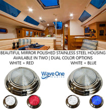 Load image into Gallery viewer, Dual Color 7&quot; Stainless LED Marine | Boat Dome Light | With Switch (Color Options)
