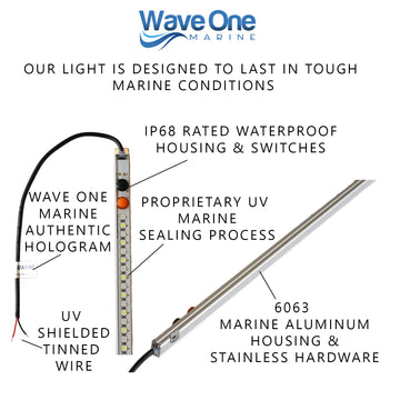 Iluminación Barco Wave One Marine Wave One Marine - Luz LED De Doble Color Con Interruptor En T | Luz De Luz Para Barco Modelo 301DualW